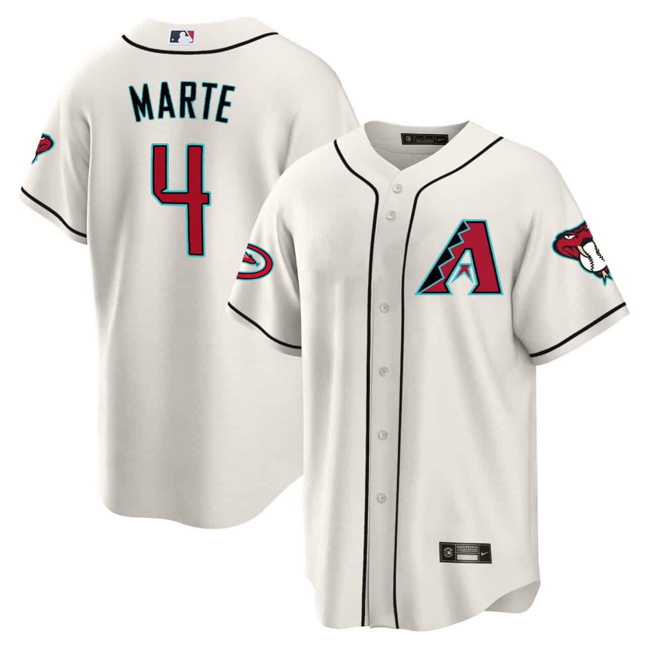 Men Arizona Diamondback #4 Marte Cream 2024 Nike Cool Base MLB Jersey